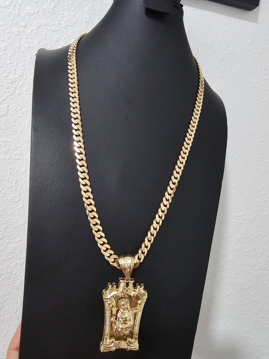 CADENA Y DIJE DE ORO 14K SOLIDA