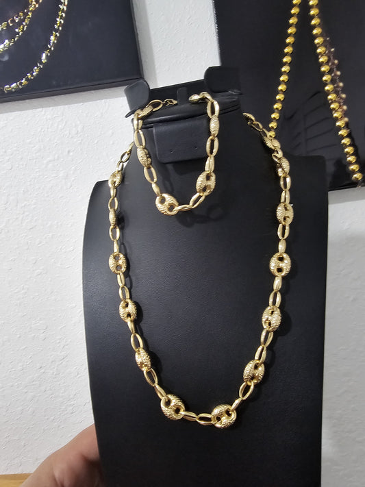 JUEGO DE GARGANTILLA DE ORO ITALIANO 14K